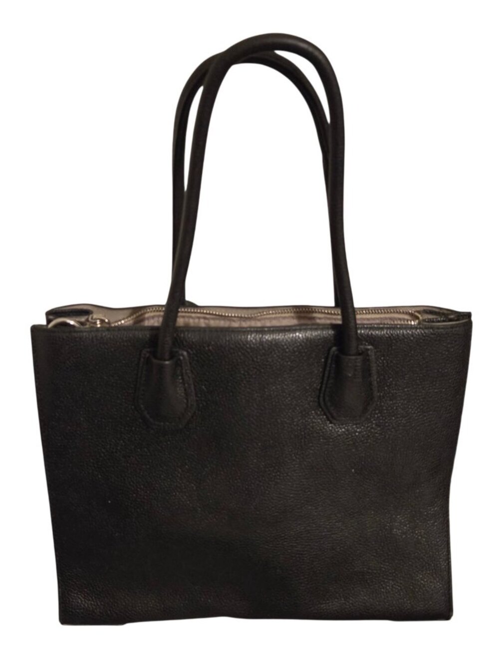 Michael Kors Mercer Large Leather Tote Handbag Black Silver HW Padlock Charm - Picture 7 of 12